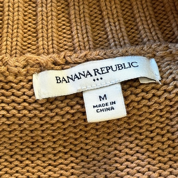 Sz S Banana Republic open front longline cardigan sweater camel tan chunky knit - Picture 5 of 6